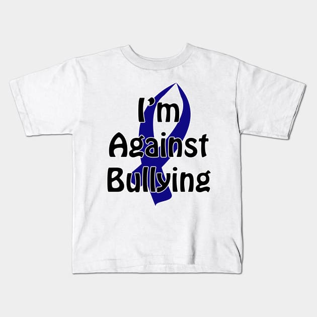 Anti-Bullying Blue Ribbon Kids T-Shirt by BlakCircleGirl